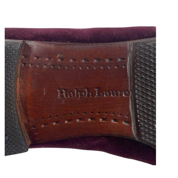 Ralph Lauren Velvet Crest Loafers Burgundy Smoking Slipper - Picture 5 of 6